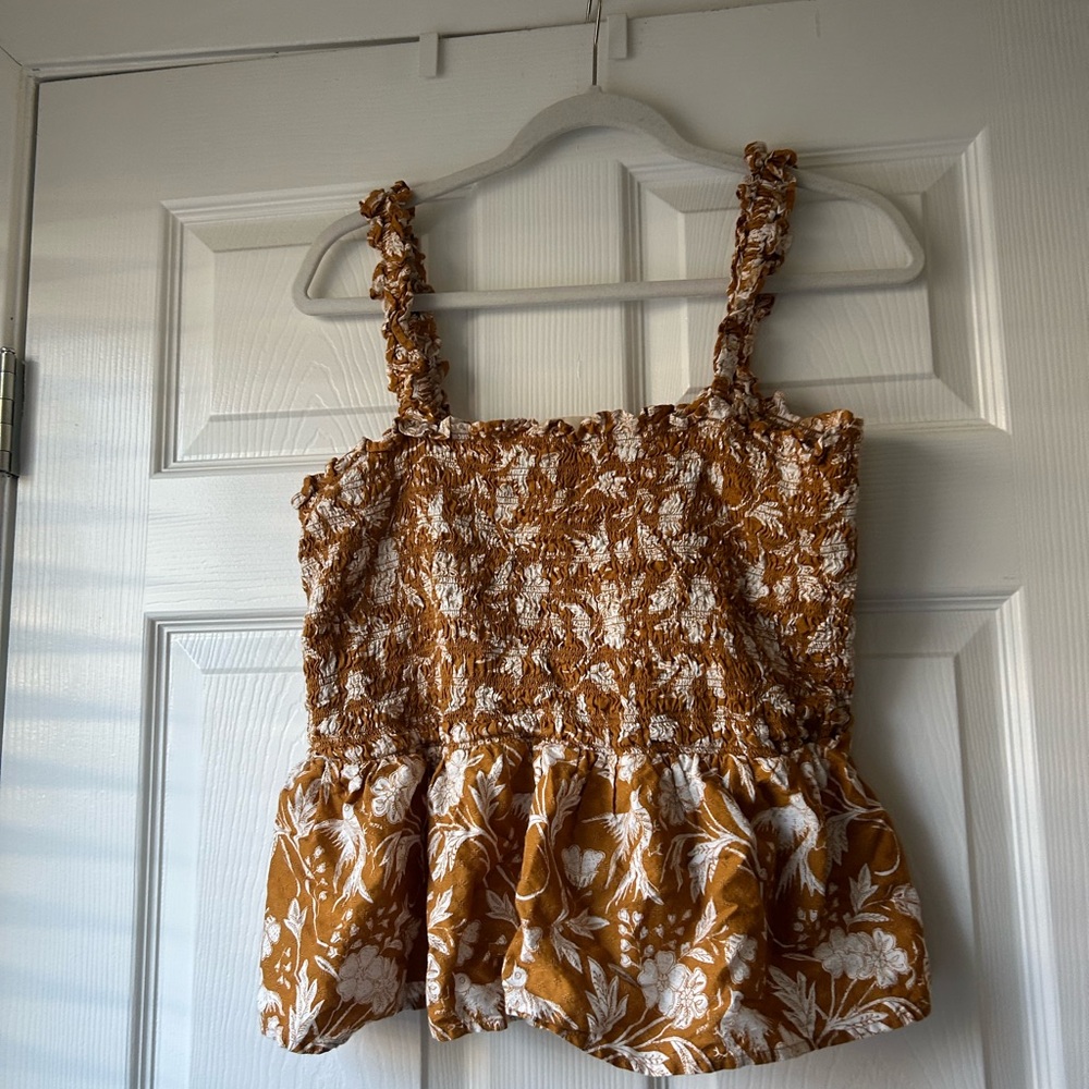 Universal Thread Ruffled Smocked-Bodice Sleeveless Top XL